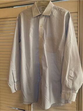 Brooks Brothers Blue and White Mini-Check Men's Dress Shirt